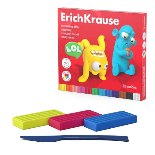 Пластилин 12цв/216г ErichKrause 61347 Веселые друзья, со стеком "Дава"