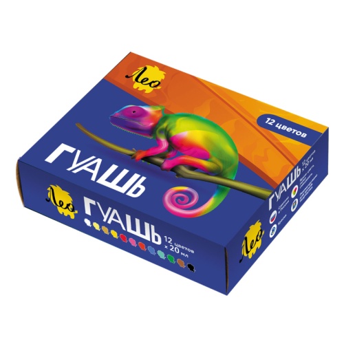 Гуашь 12цв 20мл Лео Ярко LBG-0112 "Дава"