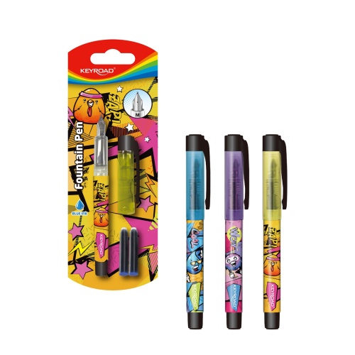 Ручка перьевая KEYROAD KR972826, 0,6мм, синяя, с 2мя капсулами в блистере "Дава"
