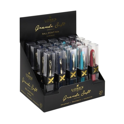 Ручка шариковая Lorex Grand Soft LXOPGS-MIX 0,7мм синяя в пластиковом футляре "Дава"