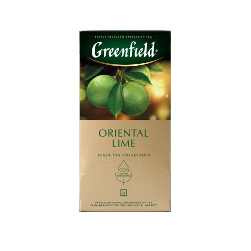 Чай Greenfield (Гринфилд)  25 пакетов 1,5г Oriental Lime, черный "Дава"