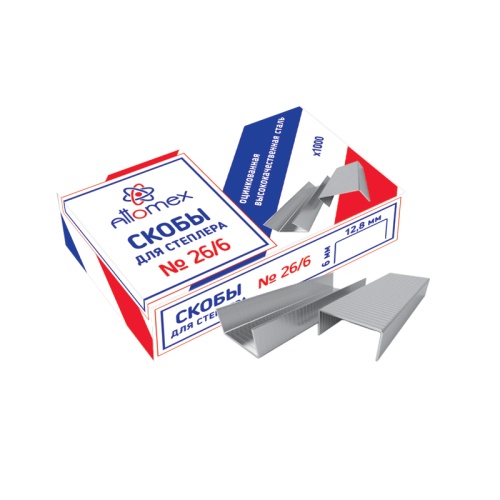 Скобы для степлера №26/6 (1000шт) Attomex 4141801 оцинкованные "Дава"