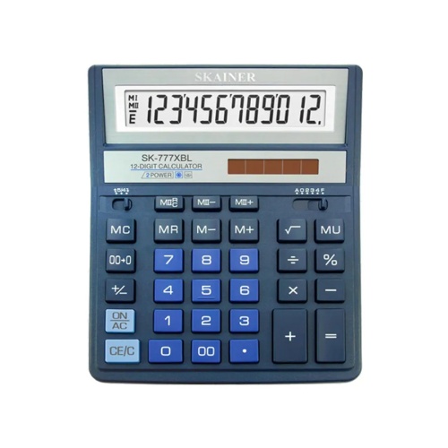 Калькулятор SKAINER настольный SK-777XBL (12 разрядов) (SDC-888XBL) синий "Дава"