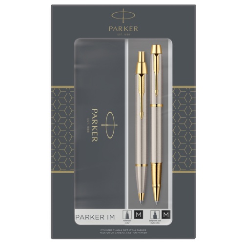 Ручка Parker IM Core Brushed Metal GT TK223 набор роллер+ручка шариковая 2093217 "Дава"