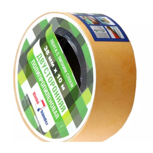 Клейкая лента двусторонняя 38мм*10м Klebebander полипропилен И/У "Дава"