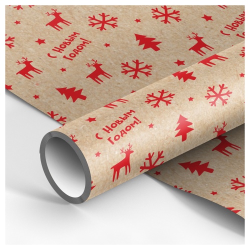 Бумага упаковочная 100*70см MESHU MS_62833 New year mood "Дава"