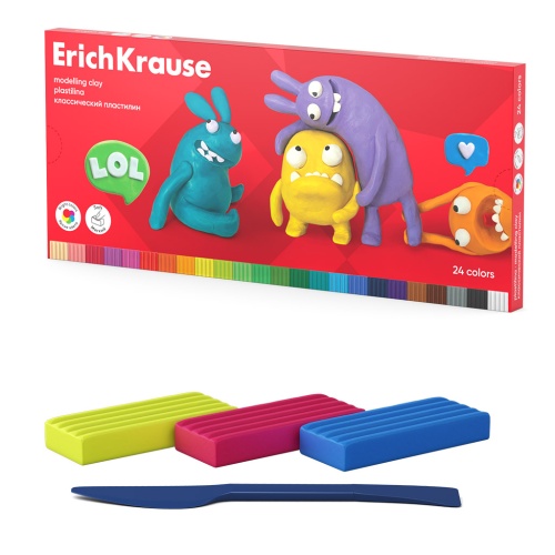 Пластилин 24цв/432г ErichKrause 61350 Веселые друзья "Дава"