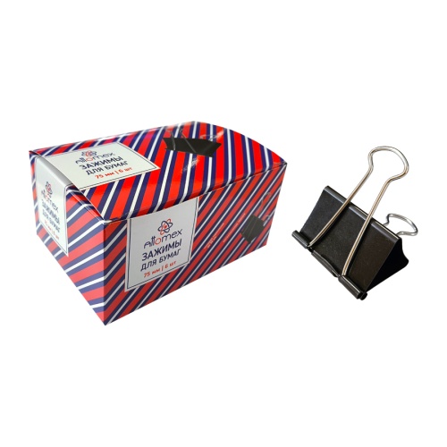 Зажим для бумаг 7,5см*6шт Attomex 4131501 черный "Дава"