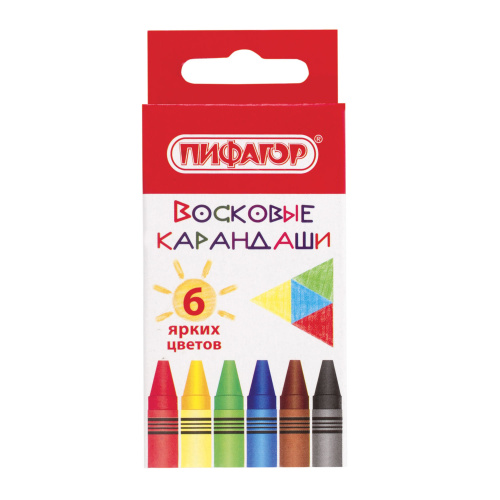 Мелки восковые  6 цв. Пифагор 227278 Солнышко "Дава"