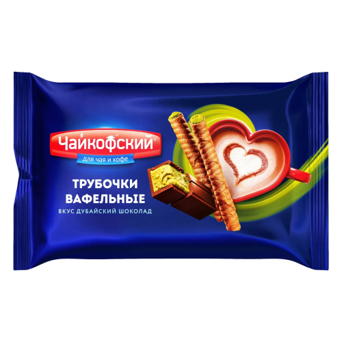 Вафли-трубочки Чайковский вкус дубайский шоколад 200 г "Дава"