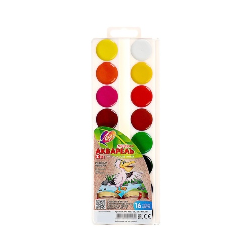 Краски акварель медовая 16 цв. Луч Zоо 29С 1693-08, без кисти "Дава"