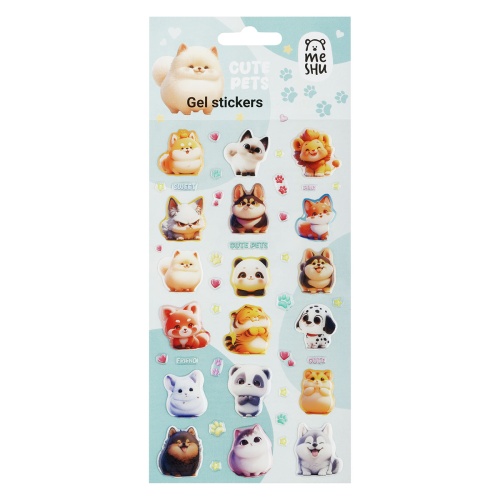 Декоративные наклейки гелевые MESHU MS_66395 Милые питомцы / Cute Pets "Дава"