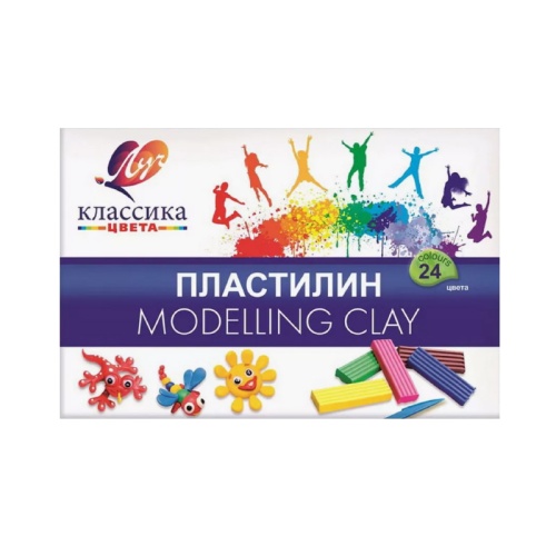Пластилин 24цв/480г Луч Классика 28С1642-08, со стеком "Дава"