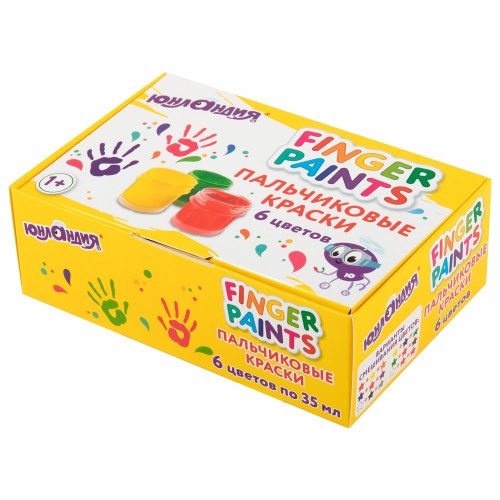 Краски пальчиковые 6цв 35мл Юнландия 192567 "Дава"