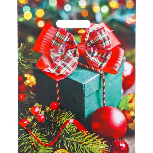 Пакет с вырубной ручкой 40*31см 60мкм 10108135 Зеленый подарок "Дава"