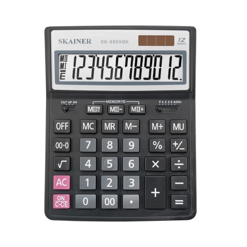 Калькулятор SKAINER настольный SK-888XBK (12 разрядов) "Дава"