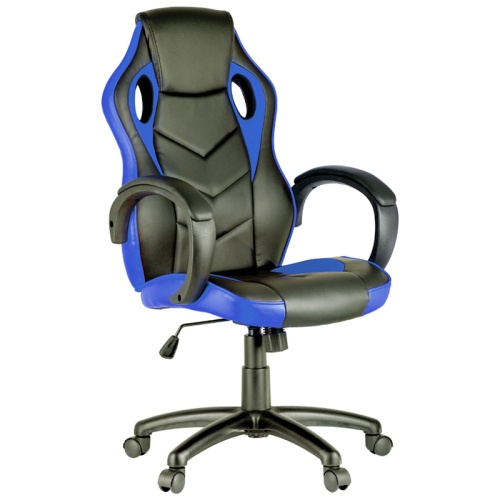 Кресло игровое Helmi HL-S07 Boost, экокожа/ткань черная/синяя "Дава"