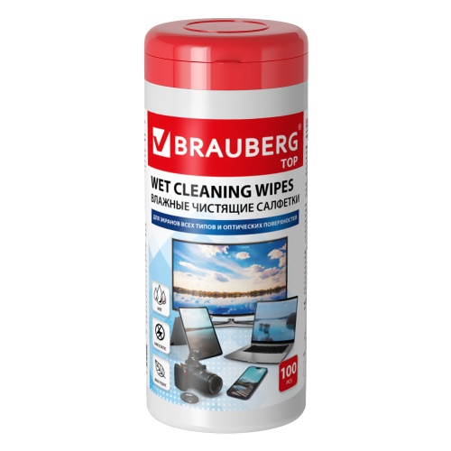 Салфетки д/чистки экранов и оптики 100шт Brauberg ТОП 513812 "Дава"