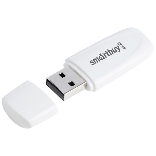 Накопитель Flash Drive USB 2.0 Smart Buy 64Gb Scout белый "Дава"