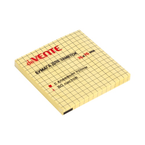 Блок самоклеящийся (стикер) 76*76мм 80л deVENTE 2010384 желтый в клетку "Дава"