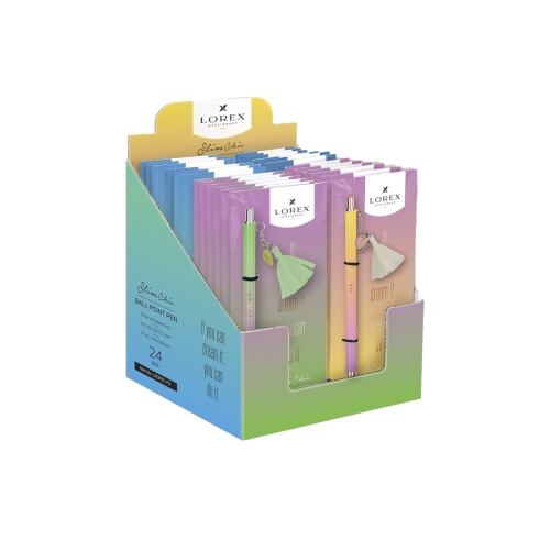 Ручка шариковая Lorex Slim Chic Fizzy Dreams LXOPSC-FD, 0,7мм синяя, корпус металл ассорти "Дава"