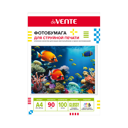Фотобумага deVENTE 2042419 для струйной печати А4/90г/100л глянцевая односторонняя "Дава"