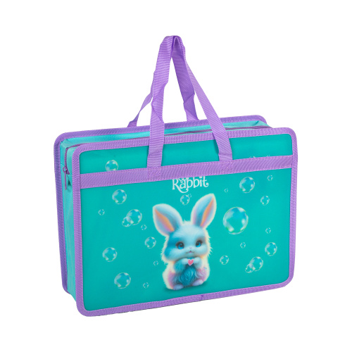 Папка с ручками на молнии пластик А4 deVENTE 8057600 Маленький кролик / Little Rabbit 10см "Дава"