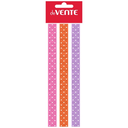 Закладки-ляссе самоклеящиеся deVENTE А5, 3 широкие ленты, Сердца, 8065919 "Дава"