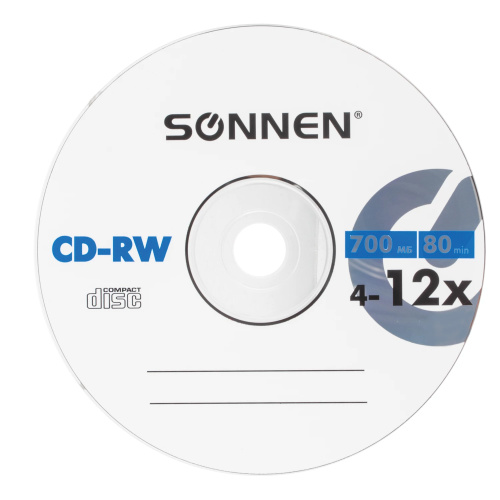 Диски СD-RW SONNEN 4*12 700Mb 512578 "Дава"