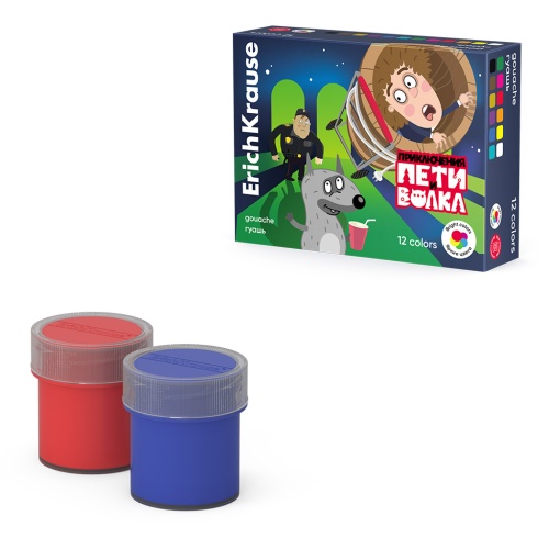 Гуашь 12цв 20мл ErichKrause 61071 Приключения Пети и Волка "Дава"